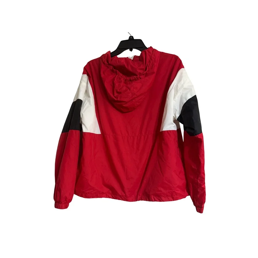 GARAGE Color Block‎ Windbreaker Jacket Hooded Red White Black Lightweight Women
